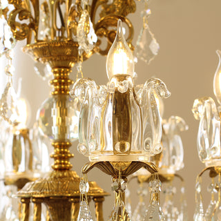 25X26 Inch 6 Lights Candle Style Traditional Chandelier Small Antique Brass and Crystal Chandelier