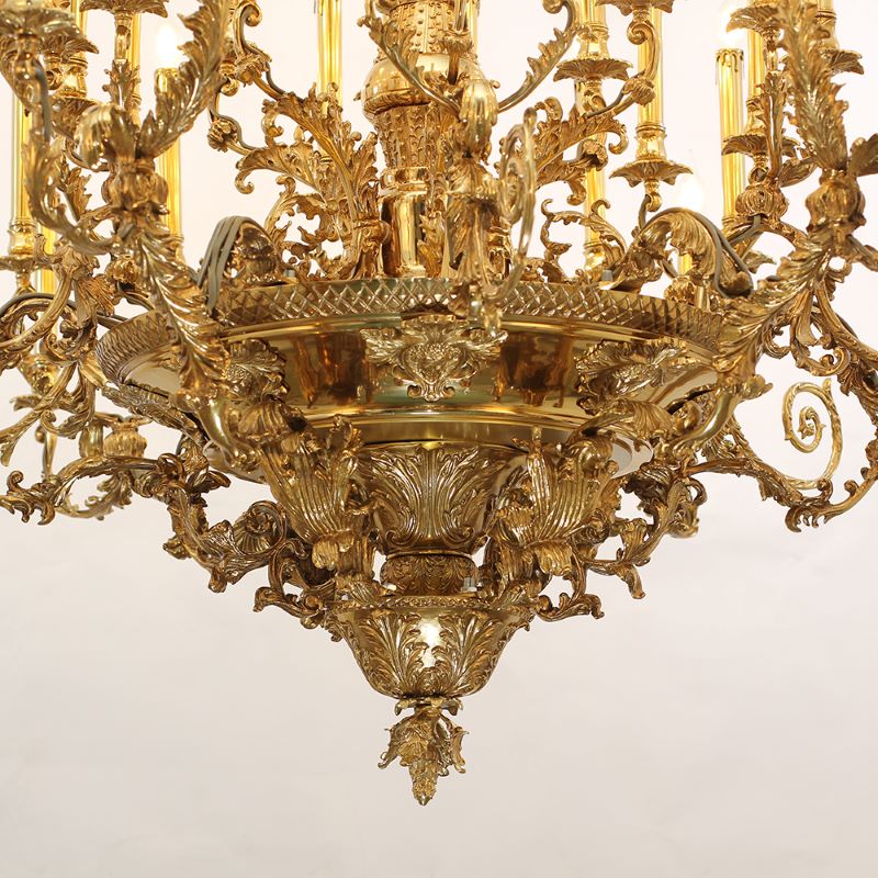 54X46 Inch 36 Lights Baroque Style French Copper Chandelier