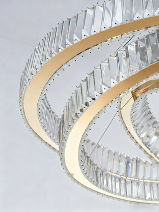 Custom Made 59'' Three Crystal Ring LED Chandelier Large Modern Chandelier for Hotel Lobby