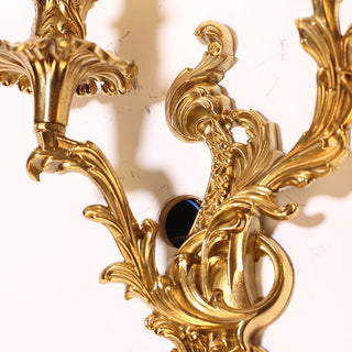 2 Lights French Retro Brass Wall Lamp Indoor Decorative Copper Wall Sconce