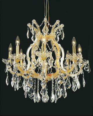 26'' Wide Gold Chandelier Light 9 Lights Maria Theresa Crystal Chandelier MT01L9G