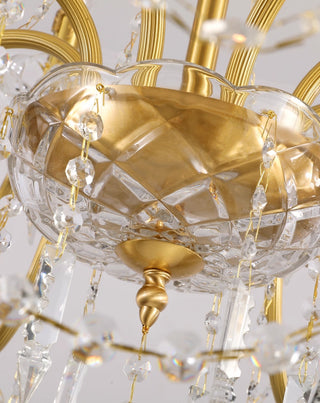 8 Lights Candle Style Small Brass and Crystal Chandelier for Bedroom