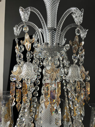Customize Zenith Chandelier Clear & Amber Baccarat Crystal Lighting 12 Lights