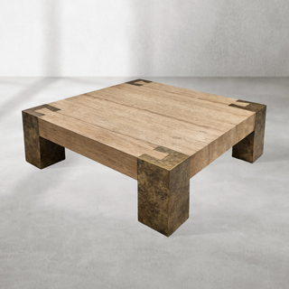 Telluride Square Oak Coffee Table Wood Cocktail Table Living Room Center Tea Table Vintage Cocktail Table