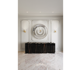Luxury Sculptural Sideboard Cabinet with Black Gold Finish & Hidden Storage