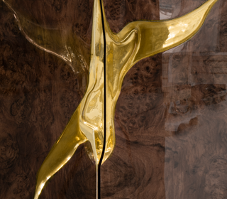 Luxury Black Gold Sideboard Cabinet with Sculptural Cracked Design