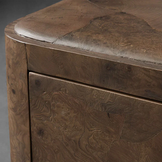Artisan Mosaic Solid Wood Nightstand – Luxury Closed Bedside Cabinet with Storage