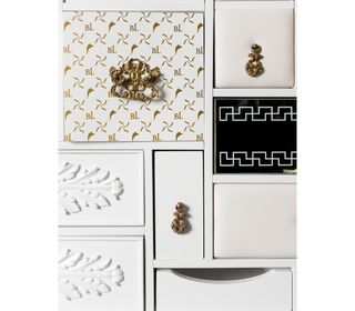 Luxury Black Sideboard Cabinet with Geometric Design & Hidden Storage