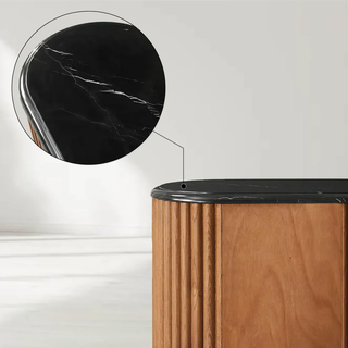 Modern Black Marquina Marble Nightstand – Luxury Bedroom Bedside Storage Cabinet Table