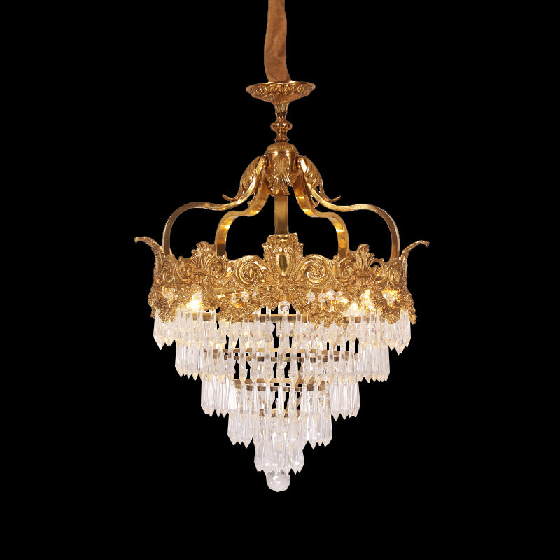 20 Inch Wide Small Copper Chandelier Luxury Gold Crystal Chandelier for Entrance