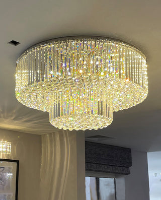 Two Layers One Meter Round Crystal Ceiling Light 39"W 20"H