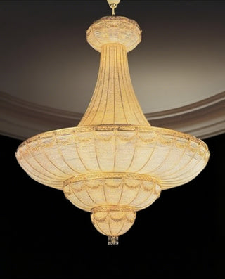 51X65 Inch Large Gold Empire Style Crystal Chandelier for High Ceilings