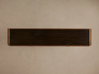 Piermont Sideboard Black Walnut Smoked Glass Top Bronze Plinth Base