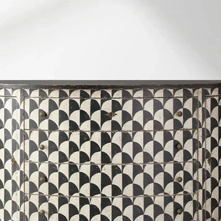 Modern Geometric Accent Cabinet with Drawers – Solid Wood Poplar Storage Cabinet