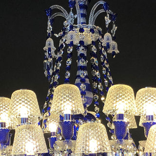 24 Lights Baccarat Chandelier Blue & Clear Baccarat Crystal Lighting