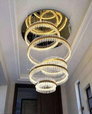 Multiple Glass Ring Pendant Light  63"W