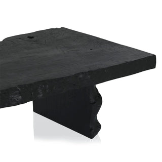 Nobu Wood Rectangular Coffee Table Sofa Center Tea Table Burnt Noir Finish