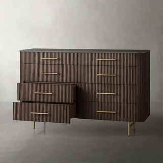 Finnley Wood Eight-Drawer Dresser with Marble or Bluestone Top Rural Chest Of 8 Drawers Cabinet