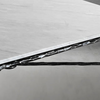 Hand-Forged Metal Rectangle Marble Coffee Table