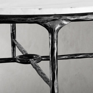 Hand-Forged Metal Marble Round Coffee Table 36" 55"