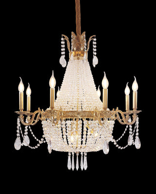 33X33 Inch French Empire Brass and Crystal Chandelier