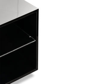Luxury Black Gold TV Stand Cabinet with Sculptural Design & Media Storage