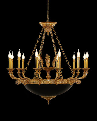 39X37 Inch 12 Lights Rococo French Empire Copper Chandelier