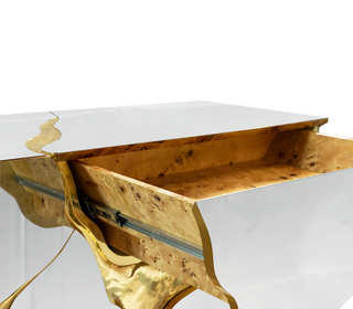 Luxury Black Gold Sideboard Cabinet with Sculptural Cracked Design