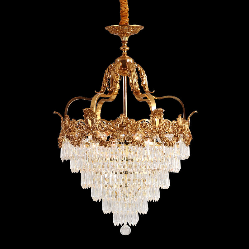 20 Inch Wide Small Copper Chandelier Luxury Gold Crystal Chandelier for Entrance