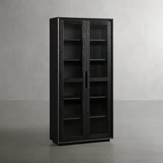Willow Wood Tall Display Storage Cabinets Clean-Line Design