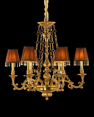 30X30 Inch 6 Lights Baroque Style Antique Copper Chandelier