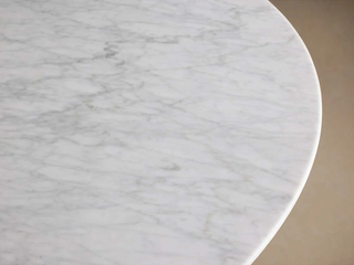 Saint Germain Round Marble Top Dining Table with Wood Dauphine
