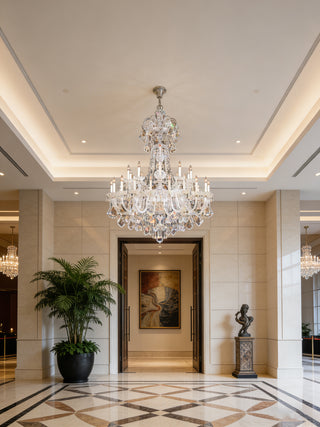 30 Lights Big Glass Chandelier for Foyer 47"W   61" H
