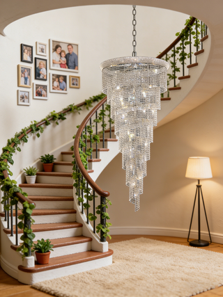 Long Stairwell Crystal Chandelier 36'' W 65'' H