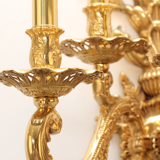 41 Inch Tall French Retro Brass Wall Sconce 5 Lights European Style Copper Wall Lamp