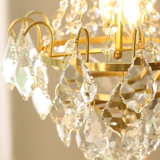 Small Antique Brass and Crystal Chandelier for Kitchen 12'' W x 18'' H