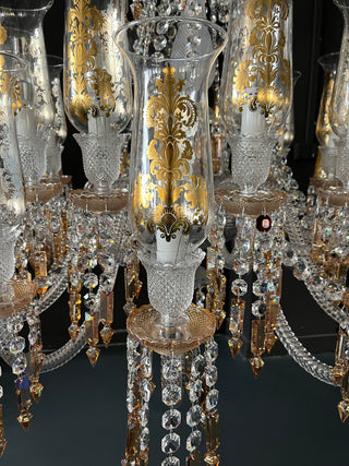 Customize Zenith Chandelier Clear & Amber Baccarat Crystal Lighting 12 Lights