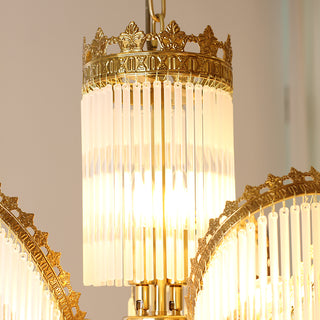 Small Modern Art Deco Brass and Glass Chandelier 19'' W x 27'' H