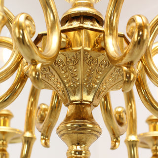 35X18 Inch 8 Lights Vintage French Gold Brass Chandelier for Master Bedroom