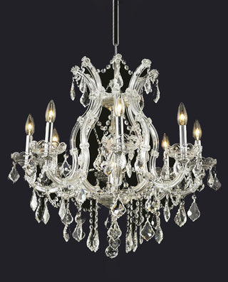 26'' Wide Chrome Chandelier Light 9 Lights Maria Theresa Crystal Chandelier MT01L9C