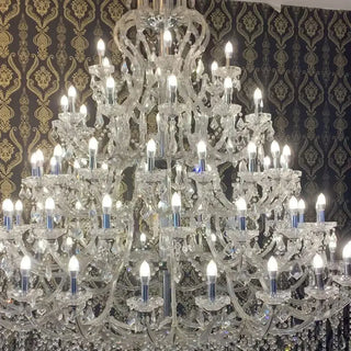 72X98 Inch Big Crystal Chandelier 5 Tiers Candle Style Chrome Chandelier for Event Hall