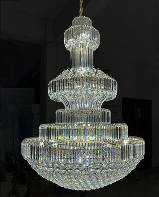 79X118 Inch Big Crystal Chandelier in Chrome Extra Large Foyer Chandelier Lighting
