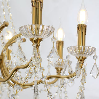 8 Lights Candle Style Brass Chandelier Gold Bedroom Crystal Chandelier