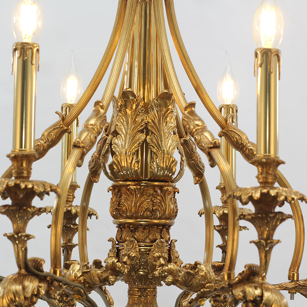 26X30 Inch 6 Lights Small Baroque Style Antique Copper Chandelier