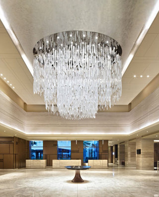 Contemporary hotel project ceiling art glass chandelier 85"W 94"H