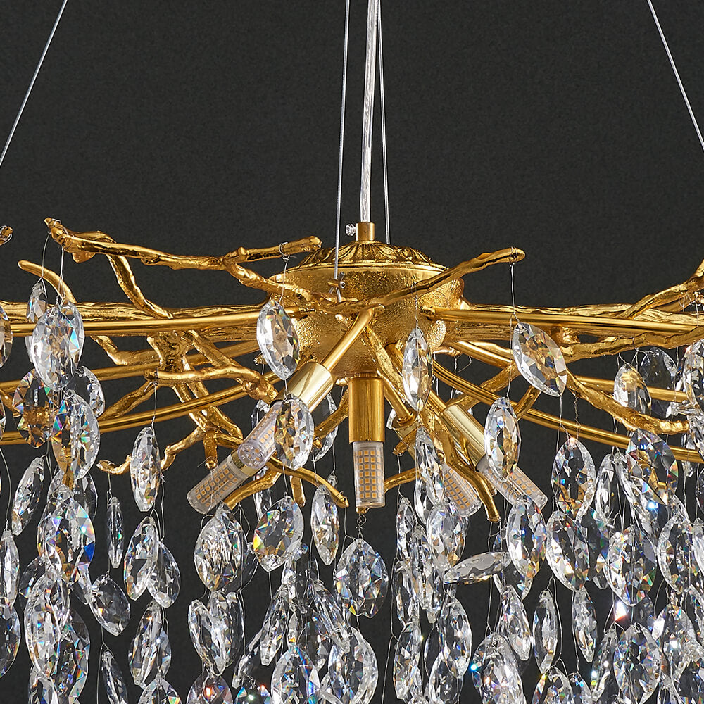 48-72 Inch Linear Crystal Chandelier Gold Tree Branch Chandelier for Dining Room