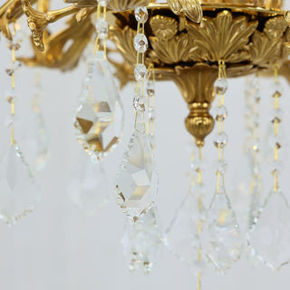 24X31 Inch 6 Lights Small Candle Style Brass and Crystal Chandelier Lighting for Bedroom