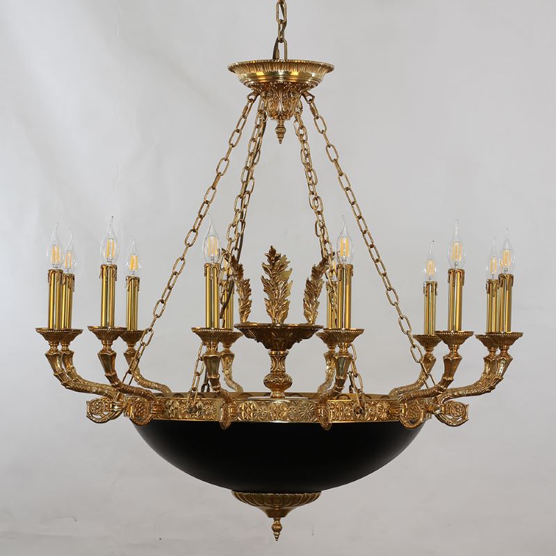 39X37 Inch 12 Lights Rococo French Empire Copper Chandelier