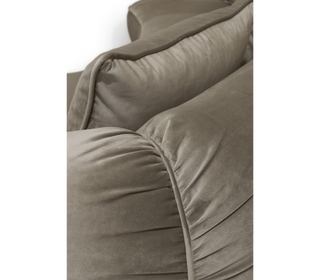 Luxury Curved Sofa with Hand-Hammered Polished Brass Base & Cream Upholstery Design