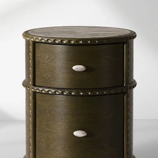 Luxury Oak Nightstand with Quartzite Top – Sculptural Modern Wood Bedside Table for Bedroom
